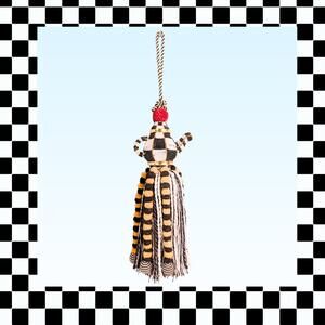 MacKenzie Childs Courtly Check Tassel Beaded Tea Pot Retired - One